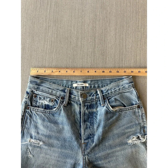 GRLFRND Karolina High Rise Straight Jeans Raw Hem Distressed 27 - Picture 6 of 8